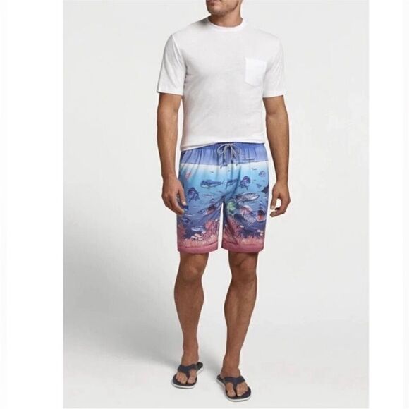 Peter Millar NWT Men's Ocean Traffic Stretch Swim Trunks Size Medium - Picture 2 of 6
